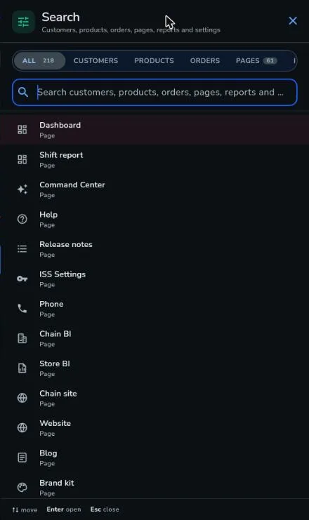 Search or ask Pulse: one box that searches customers, products, orders, pages, reports and settings